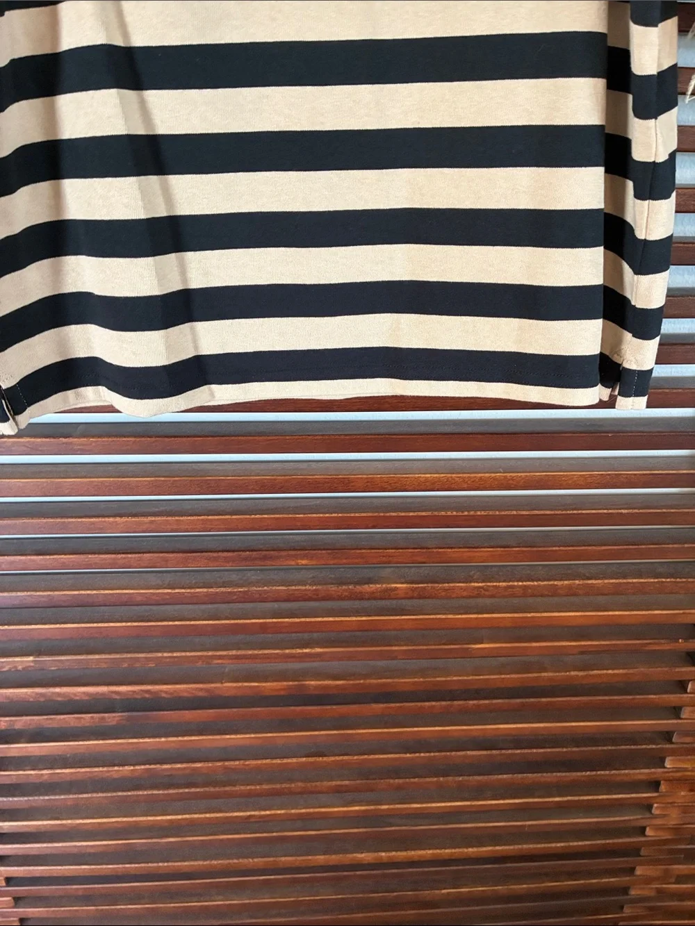 🎉NEW LISTING!🎉J. Crew Black and Beige Striped Short Sleeve Top with Feather Trim